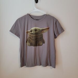 Baby Yoda Shirt Fifth Sun Grogu Graphic Tee Size‎ Large L Gray Womens Top